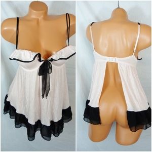 Victorias Secret 34B Lingerie Teddy Babydoll Pink Soft Padded Molded Bra Ruffle